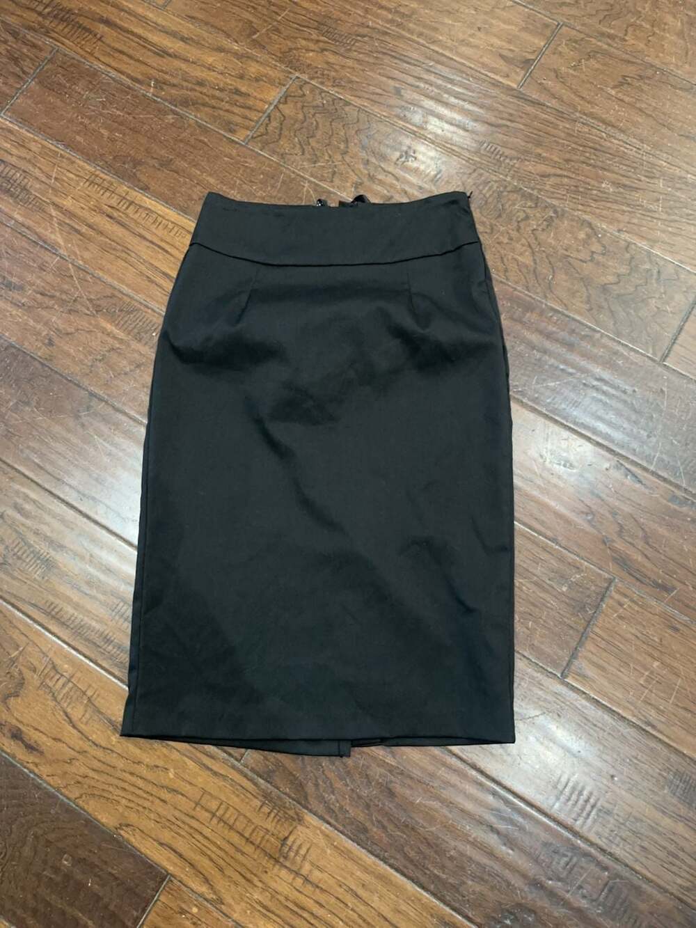 Hailee Black Pencil Skirt with Lace-Up Detail